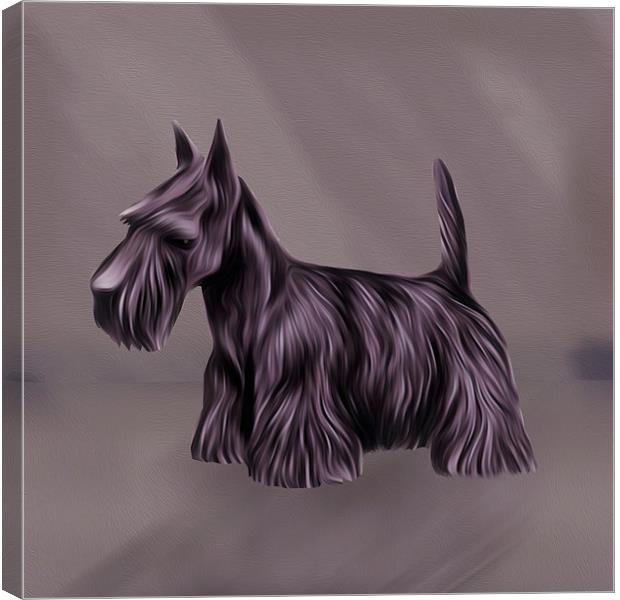  Oil Painted Scottish Terrier Canvas Print by Tanya Hall