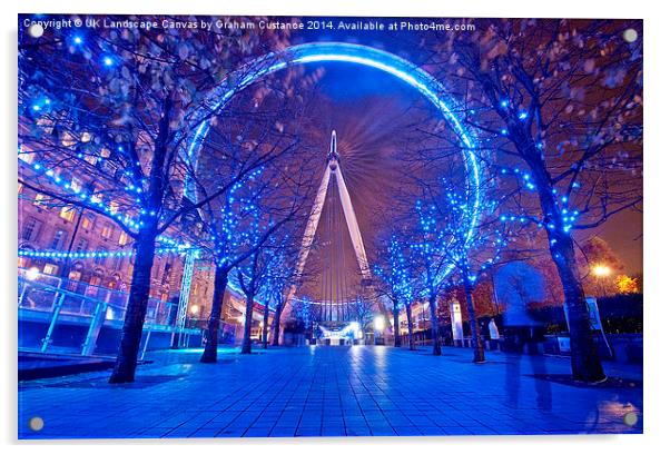  London Eye at Night Acrylic by Graham Custance
