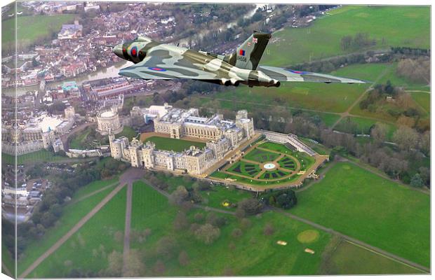  Vulcan XH558 over Windsor Canvas Print by Oxon Images