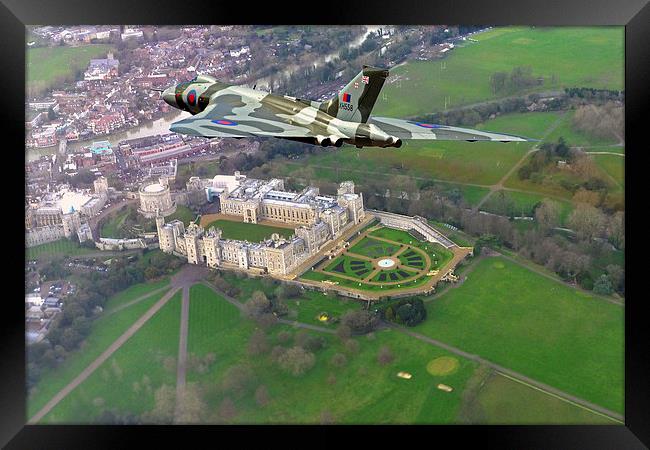  Vulcan XH558 over Windsor Framed Print by Oxon Images