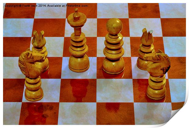  A Few Chess Pieces on a chess board Print by Frank Irwin