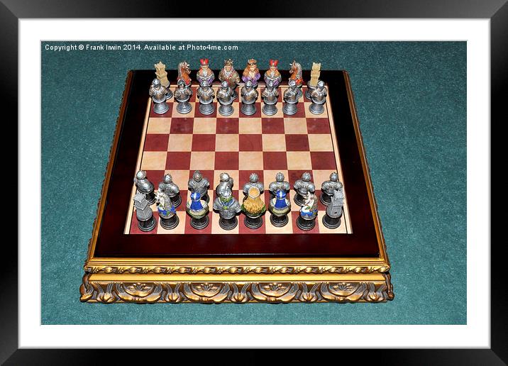 Reproduction medieval chess set  Framed Mounted Print by Frank Irwin