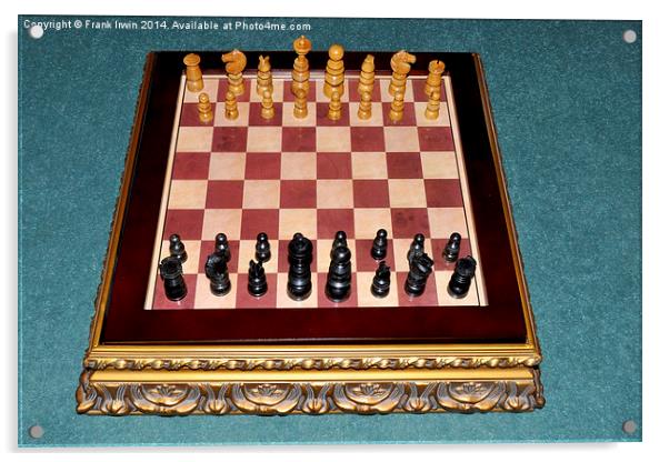 Eearly 1900s chess set on a medieval style board Acrylic by Frank Irwin