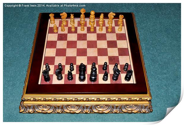 Eearly 1900s chess set on a medieval style board Print by Frank Irwin