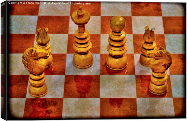  Grunged pieces from an early 1900s chess set,  Canvas Print by Frank Irwin