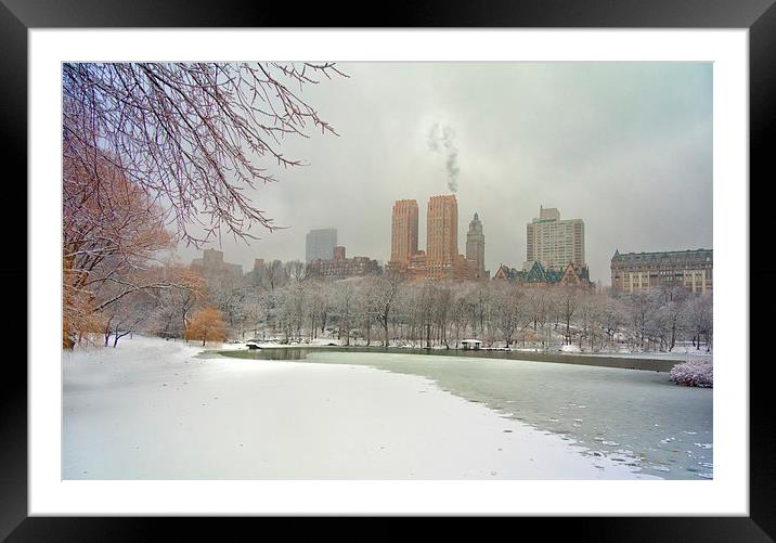  Snow in Central Park. Framed Mounted Print by Mark Godden