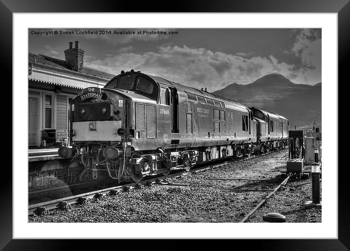  Kyle Of Lochalsh Station Class 37 Diesel Framed Mounted Print by Simon Litchfield