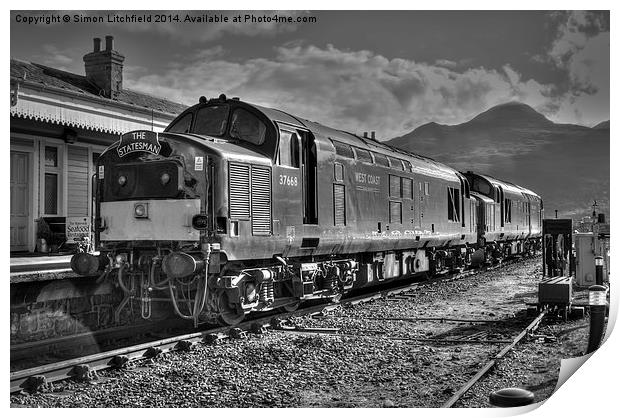  Kyle Of Lochalsh Station Class 37 Diesel Print by Simon Litchfield