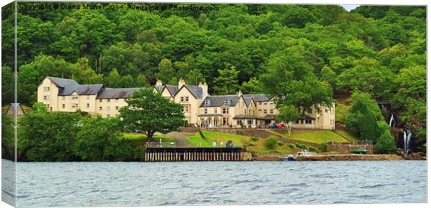 Inversnaid Hotel and Falls Loch Lomond       Canvas Print by Diana Mower