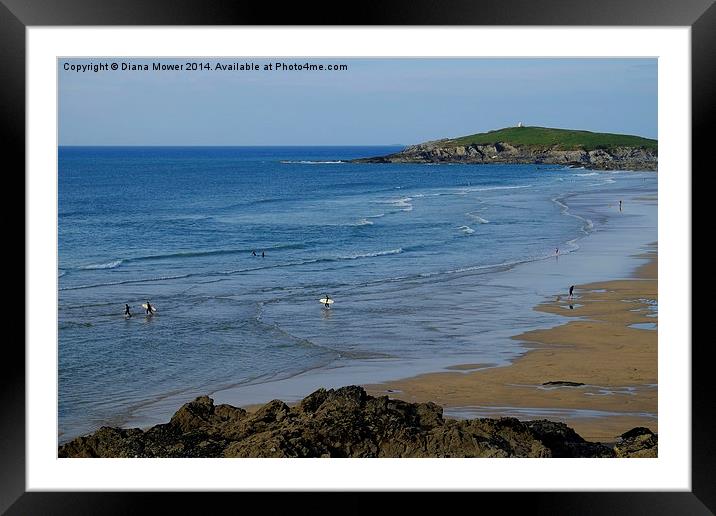 Fistral Beach Newquay  Framed Mounted Print by Diana Mower