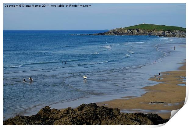 Fistral Beach Newquay  Print by Diana Mower