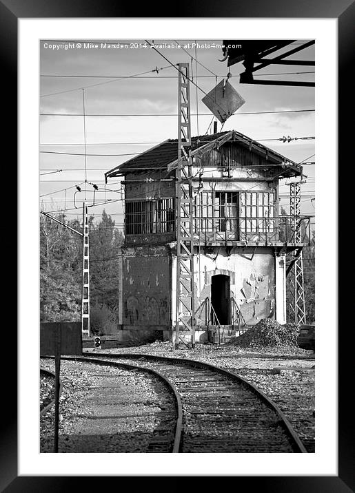 The Signal Box - Black & White  Framed Mounted Print by Mike Marsden