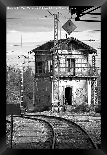 The Signal Box - Black & White  Framed Print by Mike Marsden