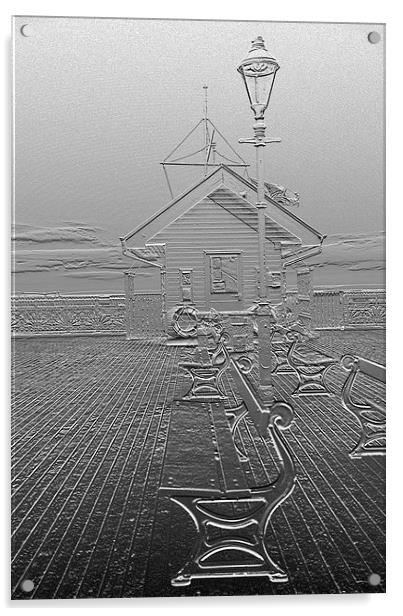 Penarth pier in chrome effect Acrylic by Jonathan Evans