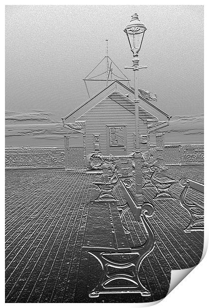Penarth pier in chrome effect Print by Jonathan Evans
