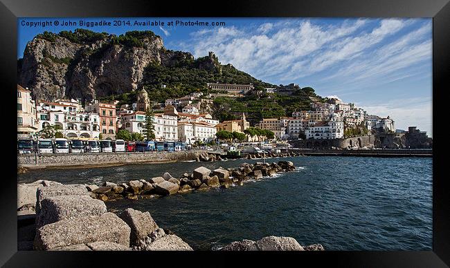  Amalfi Town Framed Print by John Biggadike