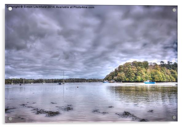  Dittisham River Dart Devon Acrylic by Simon Litchfield