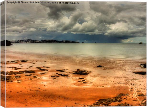 Storm In Torbay Canvas Print by Simon Litchfield