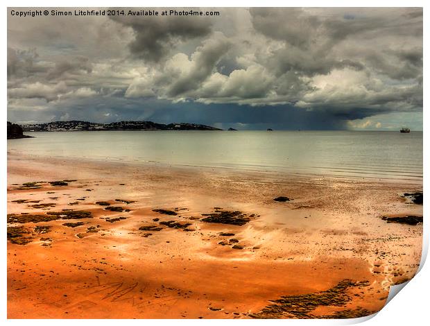 Storm In Torbay Print by Simon Litchfield