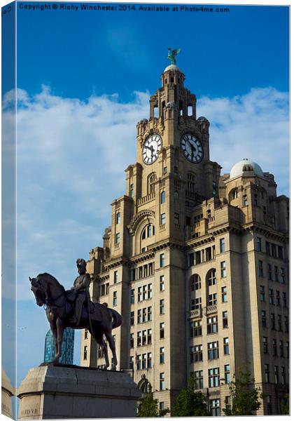  Liver buildings from Mann Island Liverpool Canvas Print by Richy Winchester