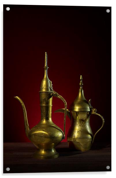 Two Arabic Coffee Pots Acrylic by Ann Garrett