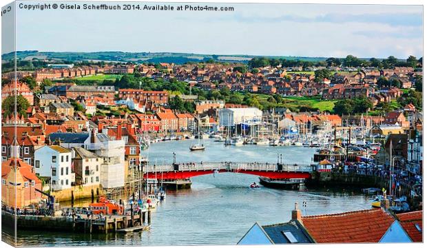  Whitby Harbour Canvas Print by Gisela Scheffbuch