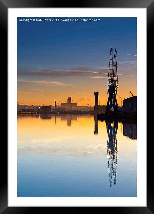  Dockland Sunrise Framed Mounted Print by Rob Lester