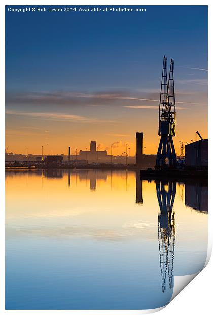  Dockland Sunrise Print by Rob Lester