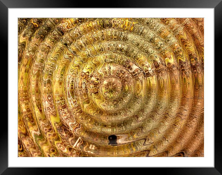 Gold abstract water drop Framed Mounted Print by Patti Barrett