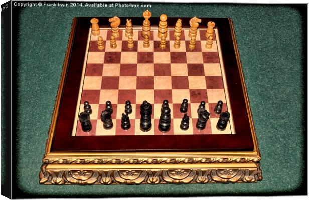 Eearly 1900s chess set on a medieval style board Canvas Print by Frank Irwin