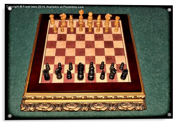 Eearly 1900s chess set on a medieval style board Acrylic by Frank Irwin