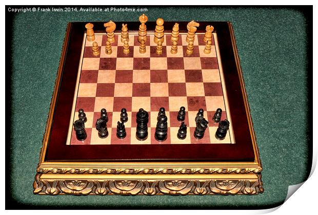 Eearly 1900s chess set on a medieval style board Print by Frank Irwin