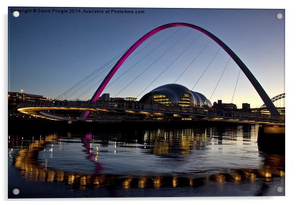 Gateshead Millennium Bridge and Sage Gateshead Acrylic by David Pringle