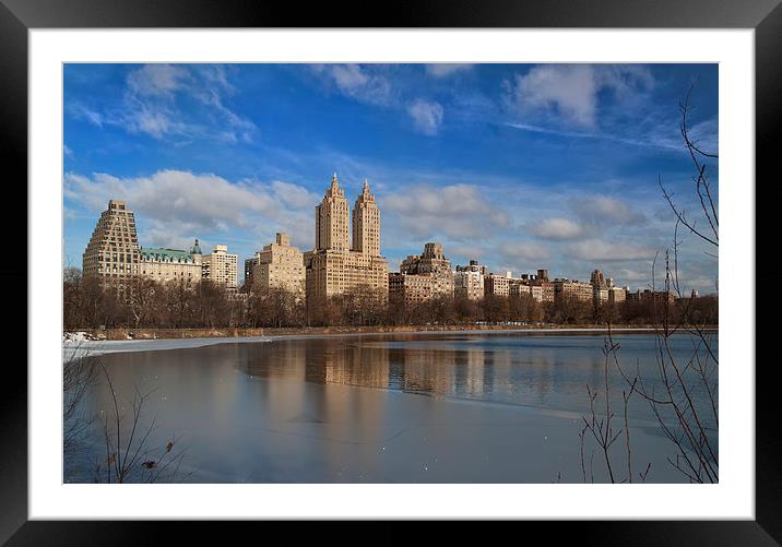  Frozen Lake in Central Park. Framed Mounted Print by Mark Godden