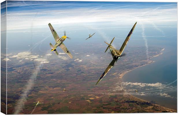 Battle of Britain duellists: Spitfire and Bf109 Canvas Print by Gary Eason