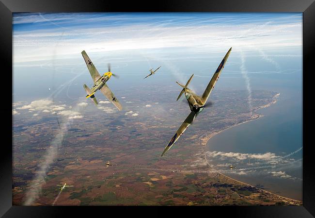 Battle of Britain duellists: Spitfire and Bf109 Framed Print by Gary Eason
