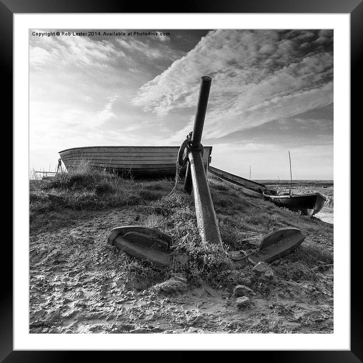  The old anchor, mono Framed Mounted Print by Rob Lester