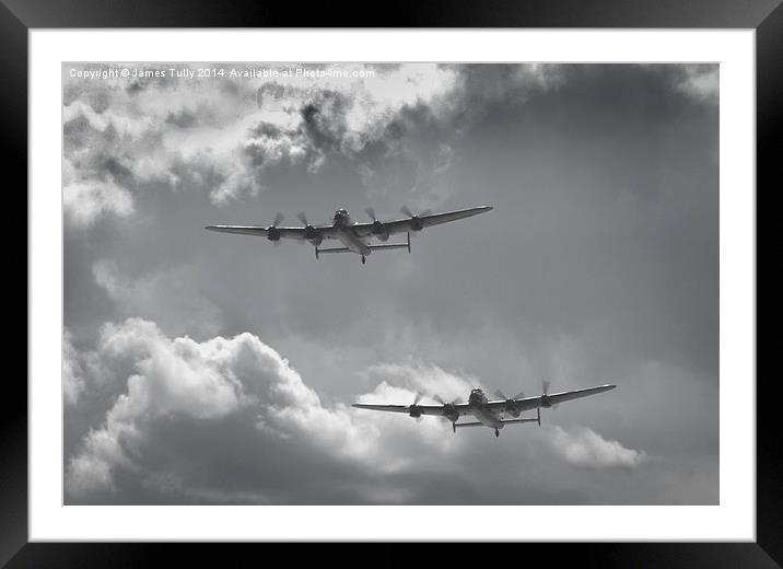  The silver lining of two RAF Lancaster bombers Framed Mounted Print by James Tully