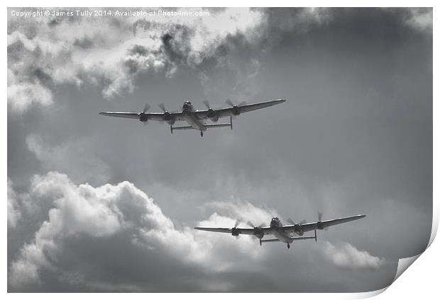  The silver lining of two RAF Lancaster bombers Print by James Tully