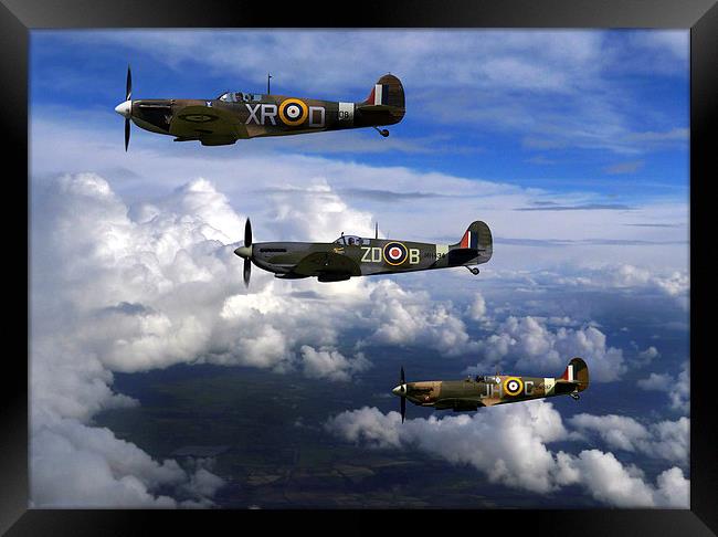  Spitfires in flight Framed Print by Oxon Images