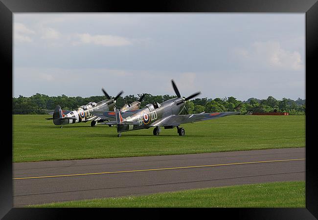  Three Spitfires at Duxford Framed Print by Oxon Images