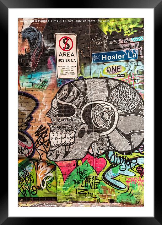  Hosier lane Melbourne, Graffiti Framed Mounted Print by Pauline Tims