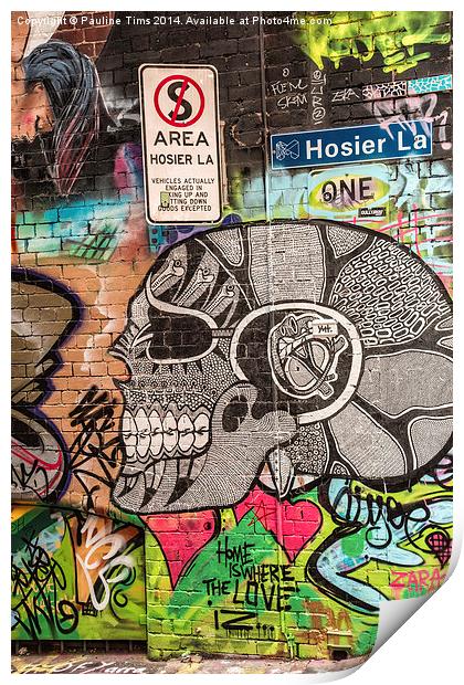  Hosier lane Melbourne, Graffiti Print by Pauline Tims