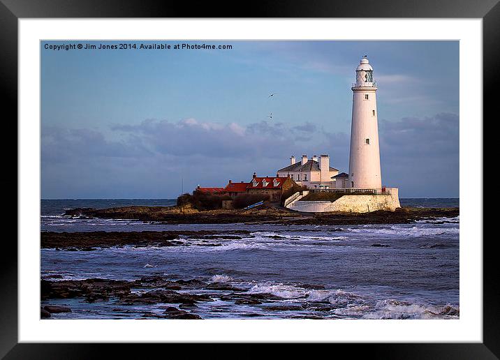  St Marys Island and Lighthouse Framed Mounted Print by Jim Jones