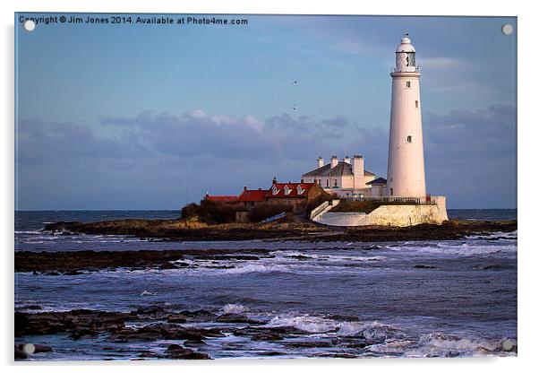  St Marys Island and Lighthouse Acrylic by Jim Jones