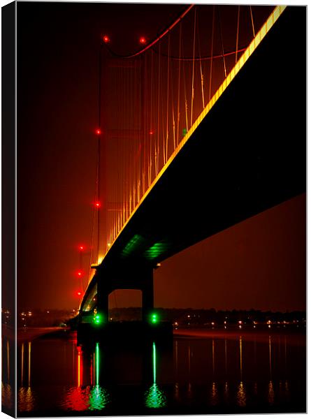  Humber Bridge Night Reflections Canvas Print by Jon Fixter
