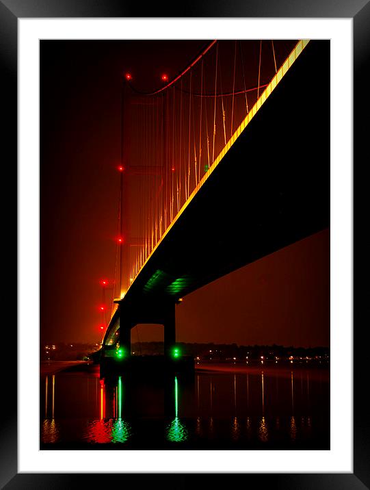  Humber Bridge Night Reflections Framed Mounted Print by Jon Fixter