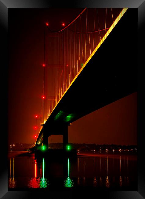  Humber Bridge Night Reflections Framed Print by Jon Fixter