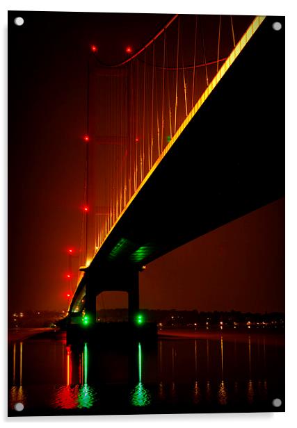  Humber Bridge Night Reflections Acrylic by Jon Fixter