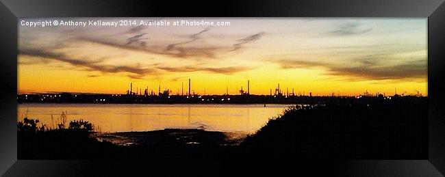  SUNSET AT FAWLEY REFINERY Framed Print by Anthony Kellaway